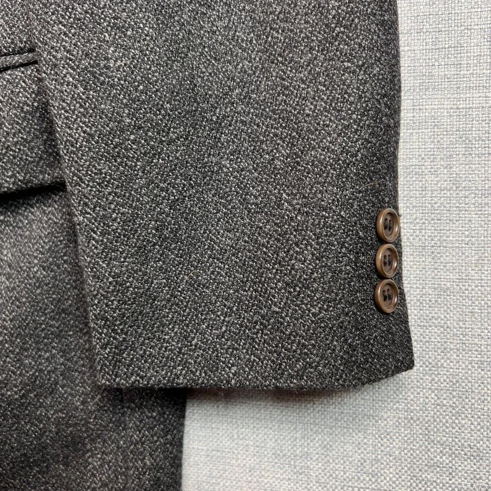 Pronto‎ Uomo Italian Wool Sport Coat Blazer Men 44L Charcoal Tweed Made in Italy